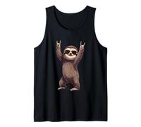 Cool Sloth Rock On Funny Animal Lover Graphic Sunglasses Tank Top