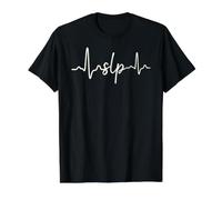 Cool SLP Heartbeat, Cute Speech Language Pathology Therapy Value Graphic T-Shirt, Men, Black, XL