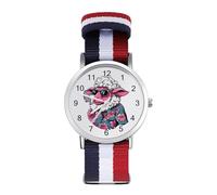 Cool Smoking Sheep Custom Quartz Watches Arabic Numerals Wrist Watch with Adjustable Strap for Men Women