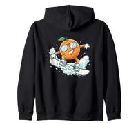 Cool Snowboard Orange Cartoon Citrus Rider Zip Hoodie