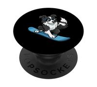 Cool Snowboarding Border Collie Dog Vibes PopSockets Adhesive PopGrip