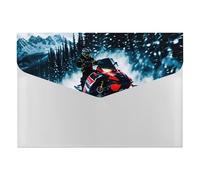 Cool Snowmobile File Folder 6-Pocket, Waterproof Accordion File Organizer with Snap Closure, Expanding Document Holder for Office, Home