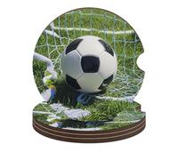 Cool Soccer Ball 4PCS Car Coasters Absorbent Drink Coasters with A Finger Universal Wood Coffee Coaster for Cup Holders Non-Slip Car Cup Holder Coaster Cute Drink Mat Car Accessories for Women Men