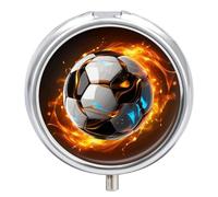 Cool Soccer Ball Pill Box Round Portable Small Pill Case Waterproof Travel Pill Box Organizer for Pocket Purse and Daily Convenience