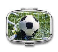 Cool Soccer Ball Pill Case Travel Portable Pocket Pill Box 2 Compartment Medicine Case Large Capacity Daily Pill Cases Vitamin Organizer Medicine Organizer Small Pill Box