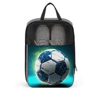 Cool Soccer Ball Shoe Bag Travel Shoe Organizer Water-Resistant Shoe Pouch with Zipper Sneaker Dust Bag, gray, One Size, Modern