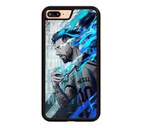 Cool Soccer Phone Case, Football iPhone 7Plus/8Plus Case, Non-Slip Pattern Design and Shock Absorption, Soft Silica Gel Frame Support Black Phone Case for Teen Girls and Boys, Women and Men