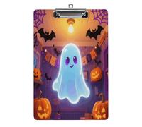 Cool Soft Halloween Ghost Print Acrylic Clipboard 8.5 X 12.5 Inches | Lightweight A4 Clipboards with Pen Holder for Office, Students, Nurses, Teacher, Students,Women, Men, Girls, Boys