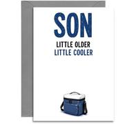 Cool Son Birthday Card - Funny Little Older Little Cooler Design for Son - A5 Size with Grey Envelope. UK Made