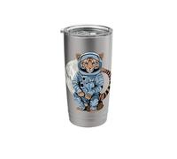 Cool Space Astronaut Tiger Illustration Graphic Designs Stainless Steel Insulated Tumbler