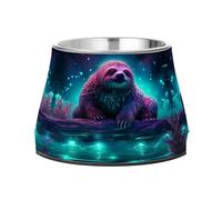 Cool Space Light Sloth Pet Bowl Non Slip Anti Skid Dog Bowls Stainless Steel Stackable Food Puppy Bowl Dishes