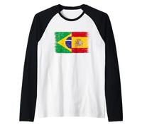 Cool Spain Brazil Flag Proud Spanish Brazilian Fans Pride Raglan Baseball Tee
