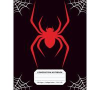 Cool Spider Composition Notebook for Kids Boys Girls Teens 110 Pages College Ruled 7.5 x 9.25 Lined Paper Composition Notebook