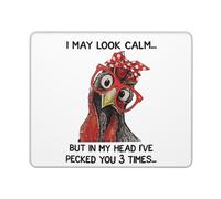 Cool Square Mouse Pad Funny Chicken Mouse Pads for Wireless Mouse Small Office Computer Mousepad for Desk Laptop with Non-Slip Rubber Base Mouse Mat, 9.5×7.9 in, Calm Chicken