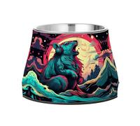 Cool Squirrel Howling Pet Bowl Non Slip Anti Skid Dog Bowls Stainless Steel Stackable Food Puppy Bowl Dishes