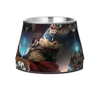 Cool Squirrel Space Pet Bowl Non Slip Anti Skid Dog Bowls Stainless Steel Stackable Food Puppy Bowl Dishes