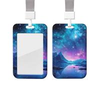 Cool Star River ID Badge Holder with Lanyard Vertical ID Card Holder with Clear Window Sliding Card Case Protector Pouch for Nurse Officer Teacher Name Credit Cards Holder
