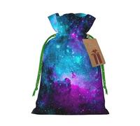 Cool Star River Print Christmas Gift Bag, Drawstring Christmas Bags Reusable Gift Bags With Name Tags
