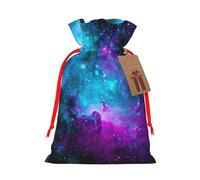 Cool Star River Print Christmas Gift Bag, Drawstring Christmas Bags Reusable Gift Bags With Name Tags