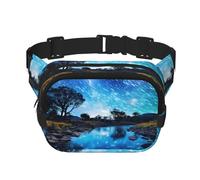 Cool star river print Fanny Pack Waist Packs with Extender for Men Women, Waist Bag Hip Pack with Zipper Pockets, Black, One Size