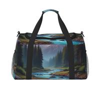 Cool star river Print Travel Duffel Bag for Men & Women, Foldable Travel Bags and Spacious Weekender Tote Bag for Storage Toiletry Luggage Personal Item, Black, L