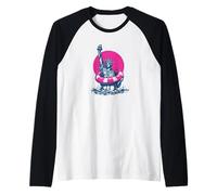 Cool Statue of Liberty Emblem with Pool Ring Raglan Baseball Tee