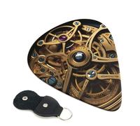 Cool Steampunk Gears 6 Pack Guitar Picks With Holder, Personalized Guitar Plectrums Non-Slip Portable Ukulele Bass Picks 0.96mm For Acoustic Guitar Lovers Gifts
