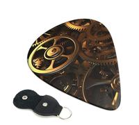 Cool Steampunk Gears 6 Pack Guitar Picks With Holder, Personalized Guitar Plectrums Non-Slip Portable Ukulele Bass Picks 0.71mm For Acoustic Guitar Lovers Gifts
