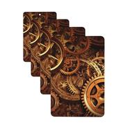 Cool Steampunk Gears Car Air Freshener Cards Set of 4 Pieces Long Lasting Hanging Scented Cards for Bedroom Wardrobe Car Aromatherapy Tablets for Men Women Rearview Mirror Pendant