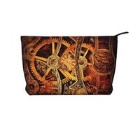 Cool Steampunk Gears Corduroy Makeup Bag – Versatile Cosmetic Pouch with Zipper for Daily Use and Travel Capacity Organizer