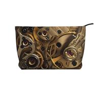 Cool Steampunk Gears Corduroy Makeup Bag – Versatile Cosmetic Pouch with Zipper for Daily Use and Travel Capacity Organizer