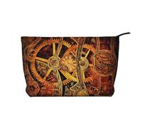 Cool Steampunk Gears Corduroy Makeup Bag Travel Organizer Bag Cosmetic Bag Large Wide-Open Pouch