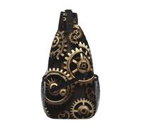 Cool Steampunk Gears Crossbody Sling Bag Men Women, Casual Shoulder Backpack, Chest Daypack Satchel for Hiking Travel