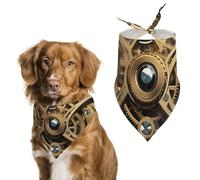 Cool Steampunk Gears Dog Bandanas for Feeding Grooming, Triangle Pet Bibs Washable Pets Scarf for Cats & Dogs