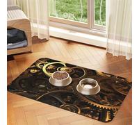Cool Steampunk Gears Dog Food Mats for Floors, 16x24 Inch Non-Slip Super Absorbent Pet Food Mat, Dishwasher Dog Mat for Food and Water, Cute Rubber Quick Dry Pet Feeding Mat for Dogs Puppy Cats