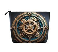 Cool Steampunk Gears Fake Hemp Makeup Bag,CuteLightweight Women 100% Polyester, Waterproof,Large Capacity,Perfect for TravelDaily Use