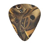 Cool Steampunk Gears Guitar Picks 12 Pcs Classical Triangle Guitar Plectrums Includes Thin, Medium & Heavy Gauges 3 Sizes for Bass Electric Acoustic Guitars Ukulele with Organizer Storage Box