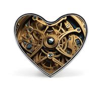 Cool Steampunk Gears Lapel Pin Heart Brooches And Pins - Metal Badge for Shirts, Jackets, Hats | Durable Fashion Accessory & Gift for Men, Women, Events, Cool Steampunk Gears, Love form