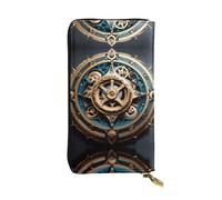 Cool Steampunk Gears Patterned Leather Long Wallet (7.5 * 4.1 inches) | Extra Large Multi-Function Compartment | Great Gift