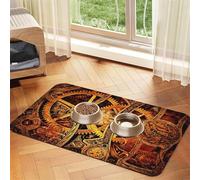 Cool Steampunk Gears Patterned Pet Feeding Mat with Water-Absorbing PU Top & Rubber Base - Anti-Slip Dog Cat Food Mat for Cats, Dogs & Pets, 40x60cm