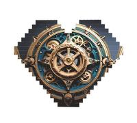 Cool Steampunk Gears Print Building Brick Block Puzzle - Heart Shaped Picture Puzzles, Wooden Picture Jigsaw Puzzles