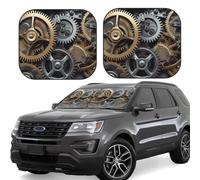 Cool Steampunk Gears Print Car Sun Shade Windshield 2-Piece Foldable Front Windshield Sun Visor Sunshade for Car Windshield, L