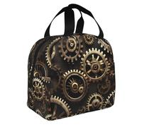 Cool Steampunk Gears Print Insulated bento bag,handheld aluminum foil thickened water resistanted Lunch Bag