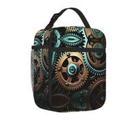 Cool Steampunk Gears Print Lunch Bag for Office Work Picnic Insulated Lunch Box Reusable Lunchbox Bag for Adults