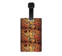Cool Steampunk Gears Print Retro PVC Luggage Tag Durable Travel ID Holder for Suitcase Vintage Style Baggage Tag