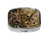 Cool Steampunk Gears Print Square Mini Pill Box - Compact & Stylish, Easy-to-Access Medication Organizer with Full Color Print, Perfect Travel Accessory