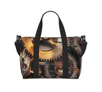 Cool Steampunk Gears Print Travel Duffel Bag, Lightweight Water-Resistant Weekender Spacious Gym & Travel Bag for Men, Women & Teens