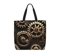 Cool Steampunk Gears Print Water-Resistant Tote Reusable Grocery Bag Lightweight Travel Beach Versatile Use