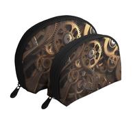 Cool Steampunk Gears Printed Makeup Bags 2-Piece Portable Shell Travel Toiletry Bag Cosmetic Organizer Bag for Women