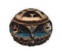 Cool Steampunk Gears Printed shower cap, reusable, specially designed for women's long hair, double-layer structure, suitable for bathing.